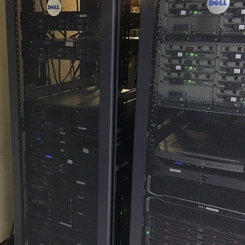 Server racks with networking and computer equipment